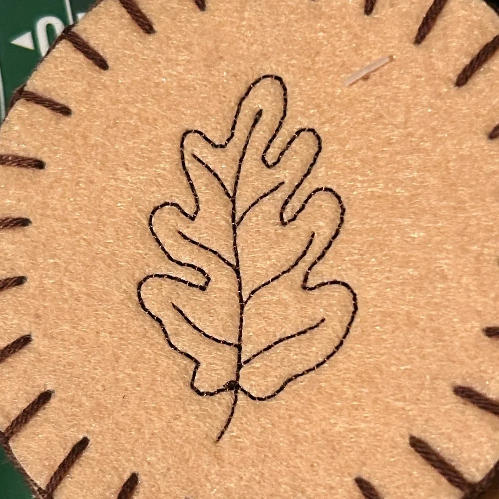 Handmade Tan Felt Coasters with Maple Leaf Embroidery Design NEW